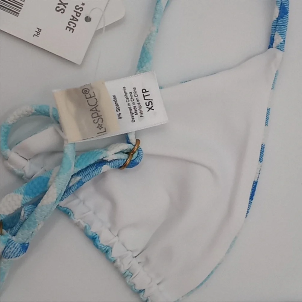 NWT Revolve L*Space Picnic Plaid Blue Brittany Bikini Top